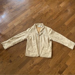 Chico’s Faux Suede Laser Cut Tan Blazer